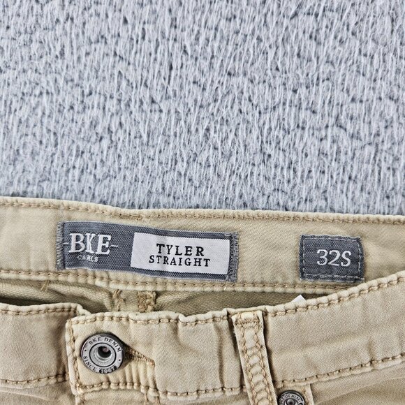 BKE Buckle Pants Mens 32 (33x29) Short Khaki Tyler Straight Chino Stretch - Picture 4 of 15
